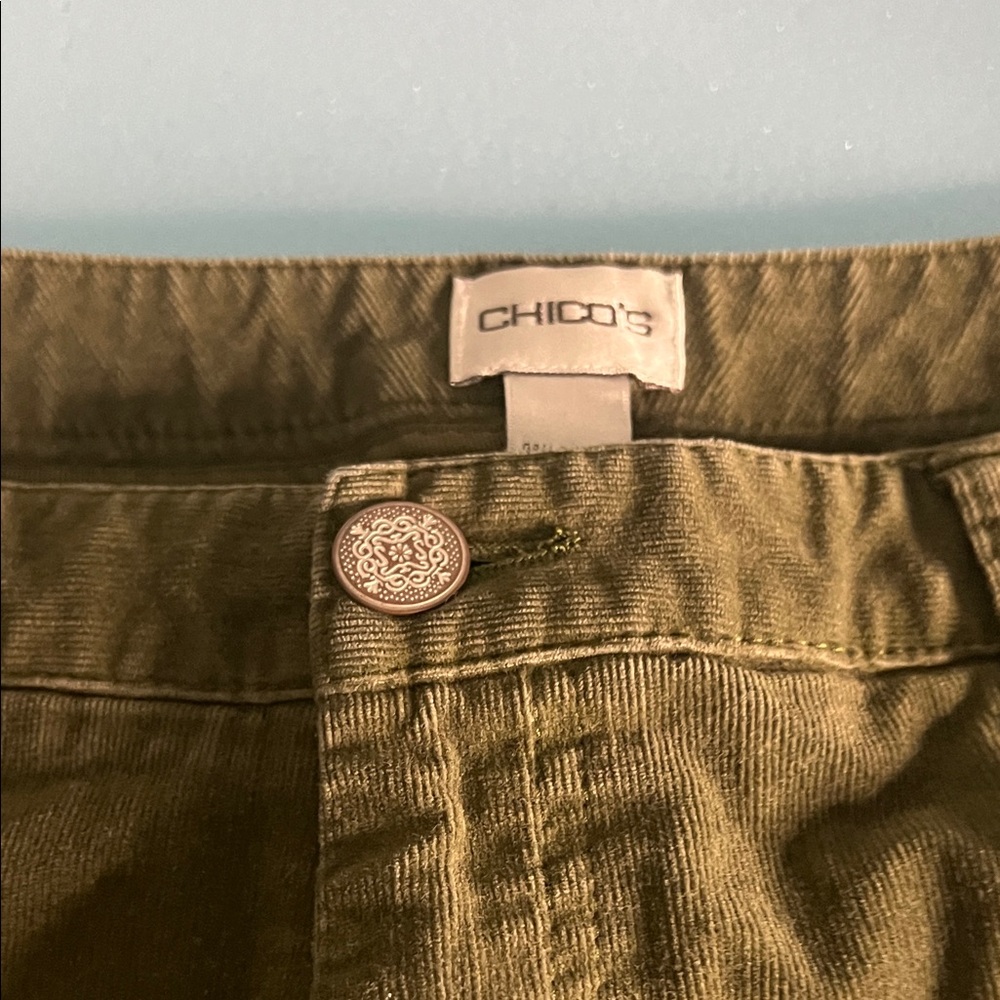 Chico's Sage Corduroy Trousers